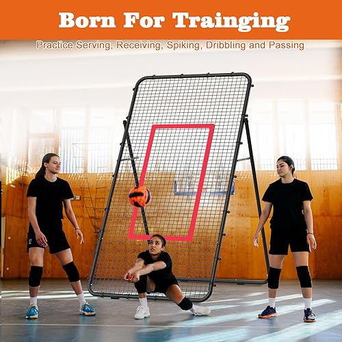 Miniatura 4 de Adjustable Volleyball Rebounder Net 7x4 FT, Steel Frame & High-Tension PE Netting, Durable & Portable Volleyball Training Equipment Practice for