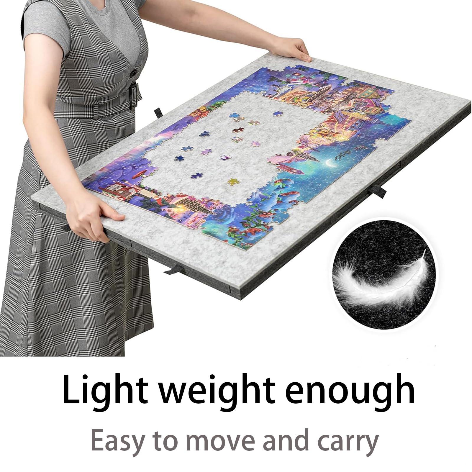 Mesa De Rompecabezas Plegable,Mesa De Rompecabezas Inclinable,Tablero De Rompecabezas De Fieltro Liviano,Superficie Antideslizante,DiseñO Abatible,para El Hogar O Viajar
