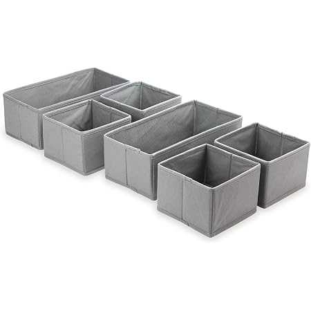 Lot De 6 Organiseurs De Penderie Et Tiroirs En Tissu Pliable Gris - Rangement Sous-Vêtements Et Chaussettes