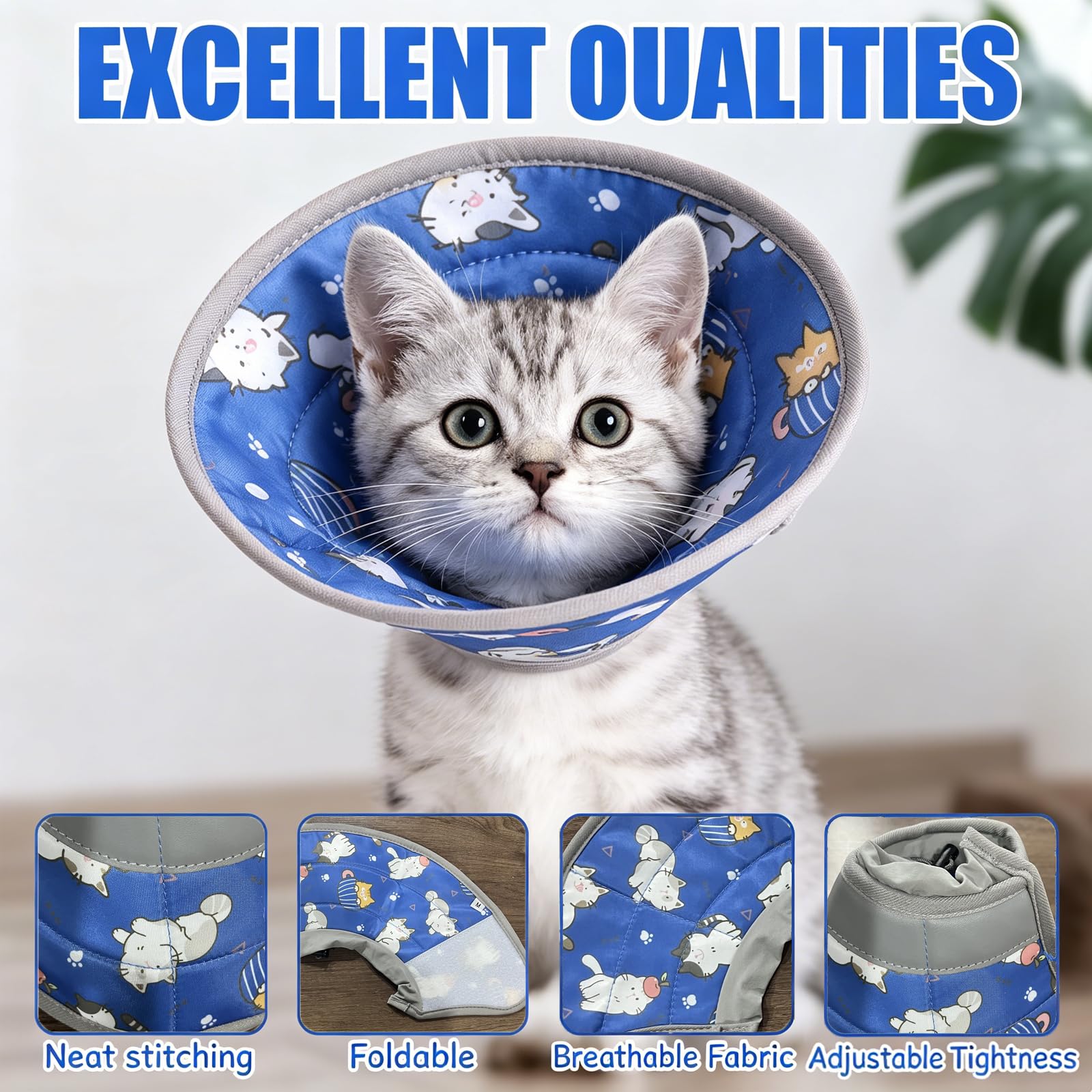 Colerette Chat Anti Léchage,Réglable Souple Doux Collerettes pour Chats Après Chirurgie,Élisabeth Collier Cône de Récupération pour Chiots Petits Chiens(M)