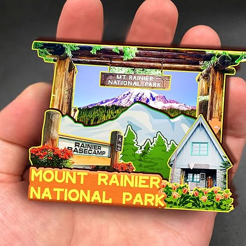 Miniatura 4 de Imán de madera 3D del Parque Nacional Mount Rainier de Washington USA para nevera, recuerdos coleccionables, decoración hecha a mano, 2