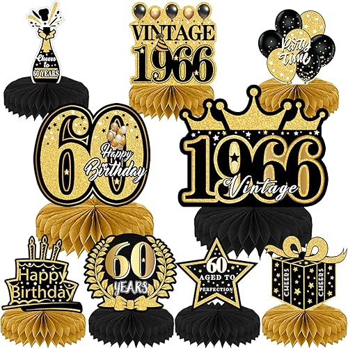 Miniatura 10 de Decoraciones de cumpleaños envejecidas a la perfección: 8 piezas de decoraciones de fiesta de cerveza de whisky de panal de abeja, decoración de