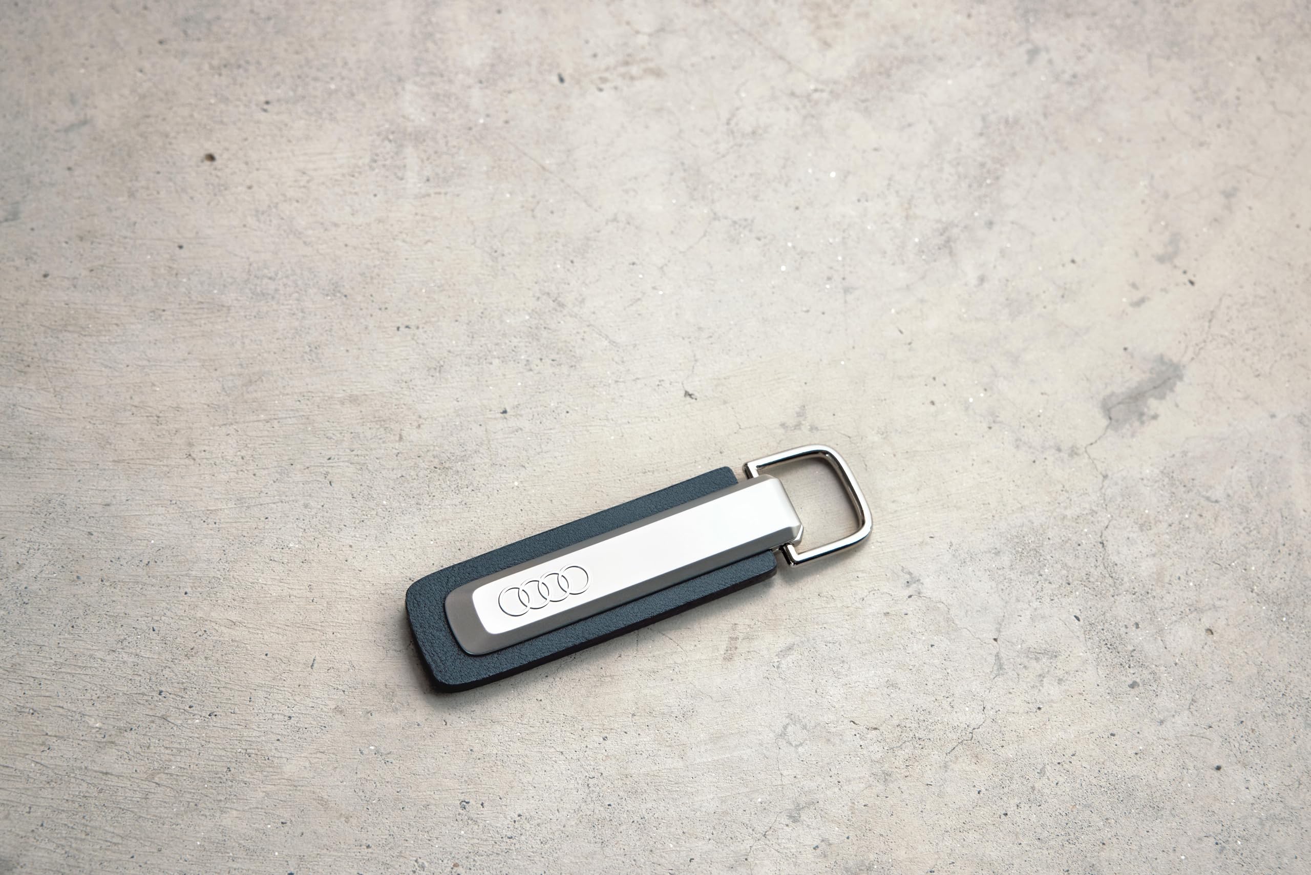 Audi 3182500100 Portachiavi Schlüsselring Keyring, con logo Audi Rings, argento/nero