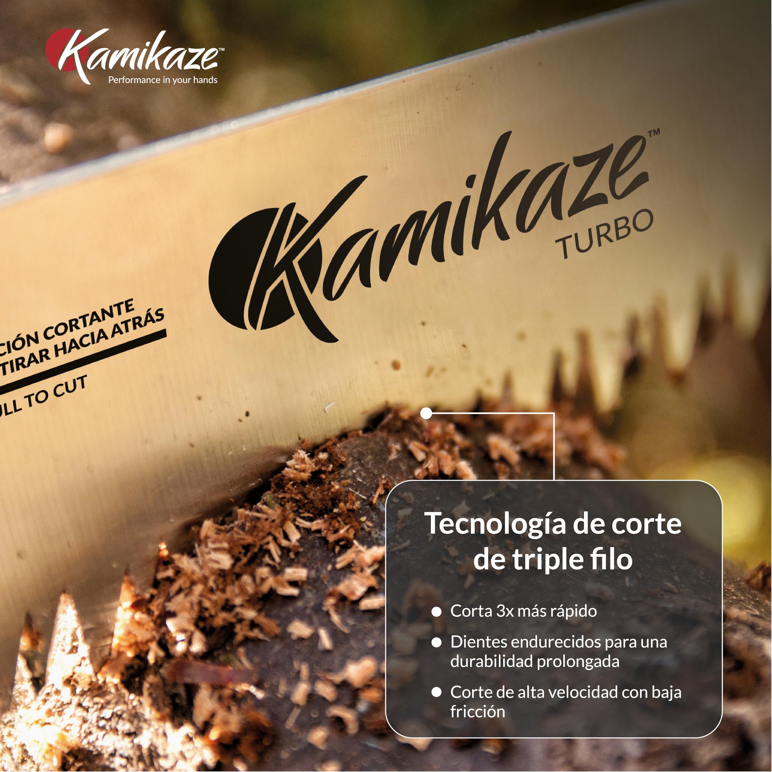 KAMIKAZE Serrucho de Poda Recto S-300H. Serrucho con Dentado Japonés de Hoja Recta 300mm. Sierra para Madera con Hoja de Acero SK-4 Rico en Carbono de Alta Durabilidad. Incluye Funda.