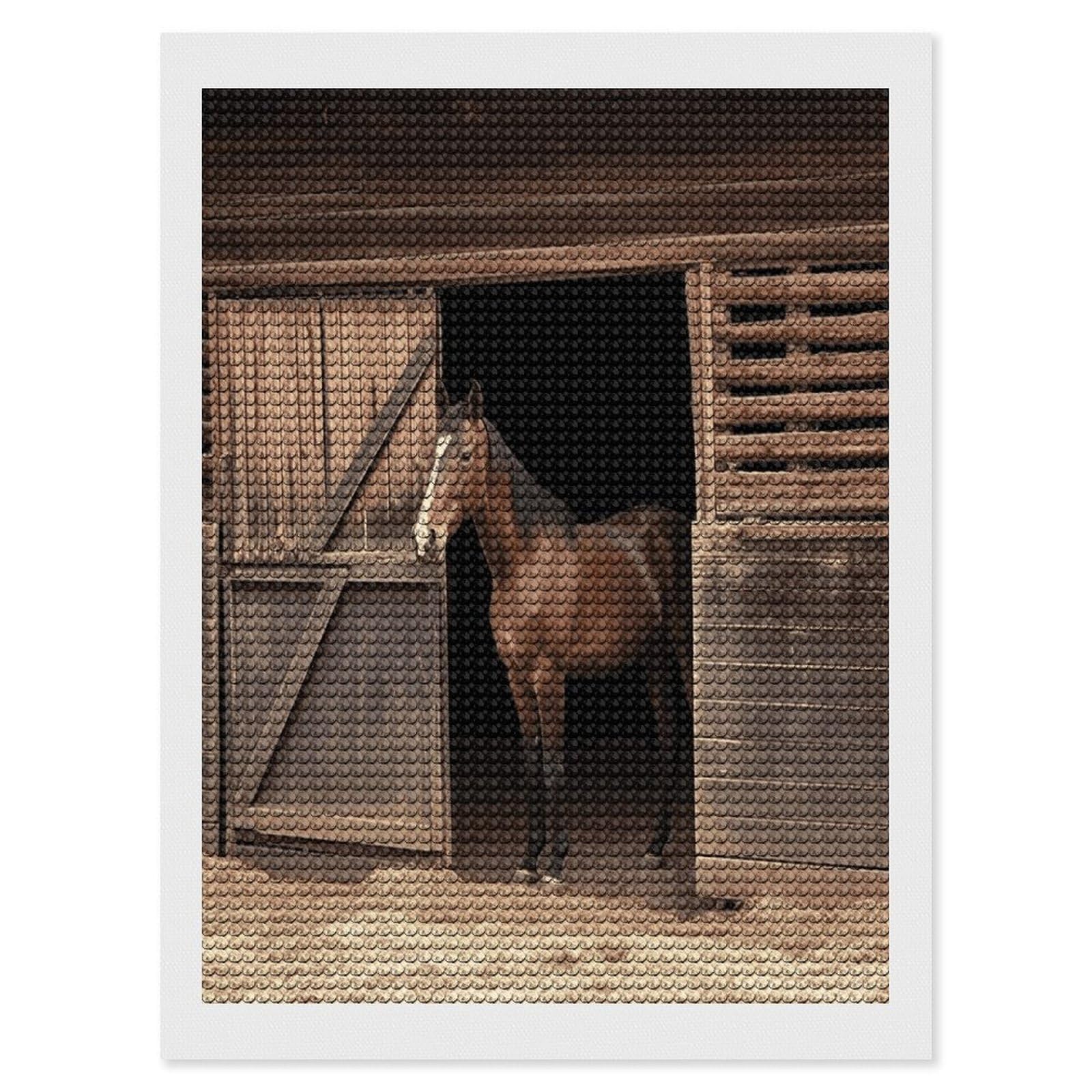 FekiLoot Barn Horse Diamond Art Kits for Adults Diamond Painting Kits for Beginners DIY Diamond Art Kits Round Full Drill Diamond Dot Gem Painting for Home Wall Decor Gift 12"x16"