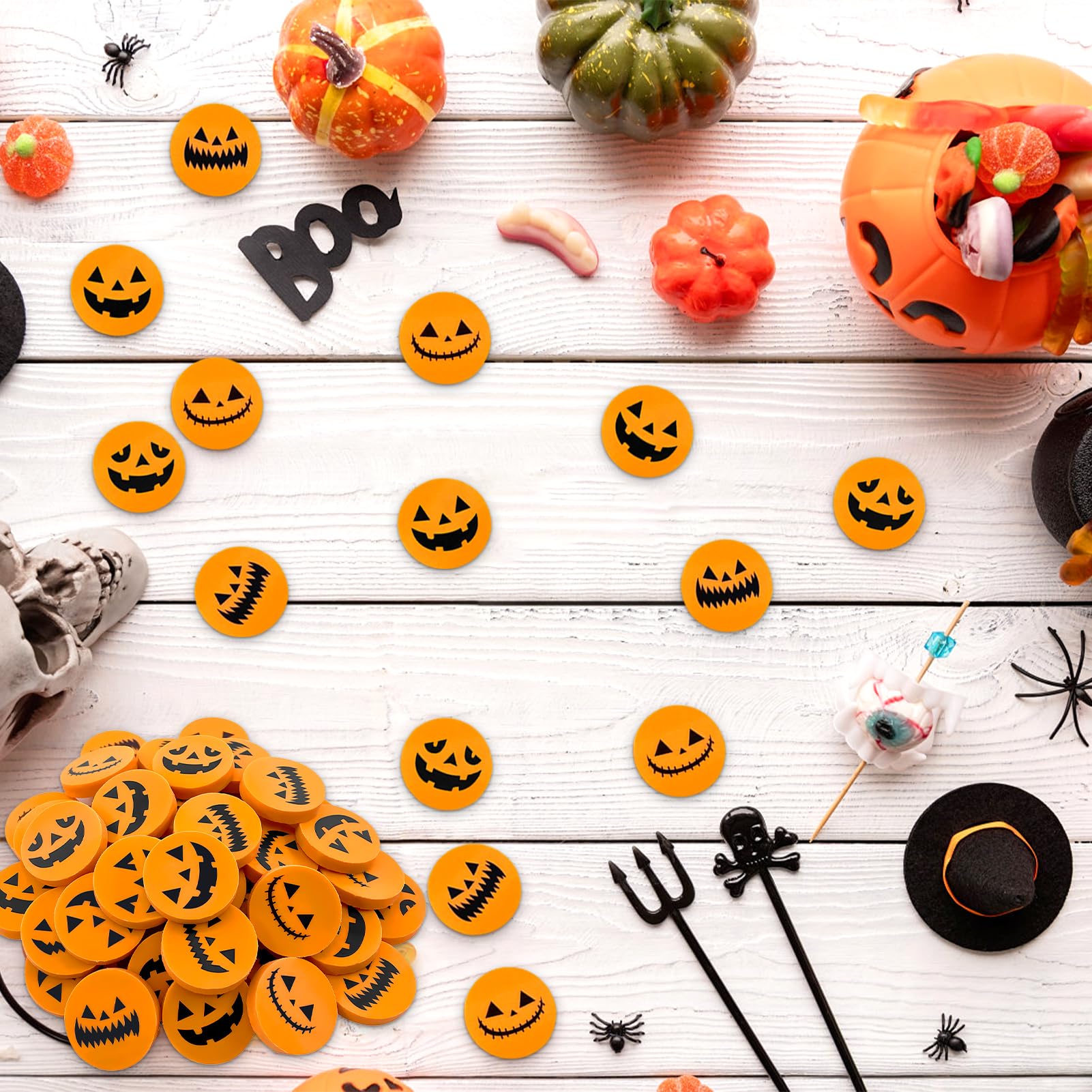 50PCS Mini Gomme da Cancellare per Halloween, Zucca a Forma di Zucca per Bambini, Feste di Halloween e Compleanno