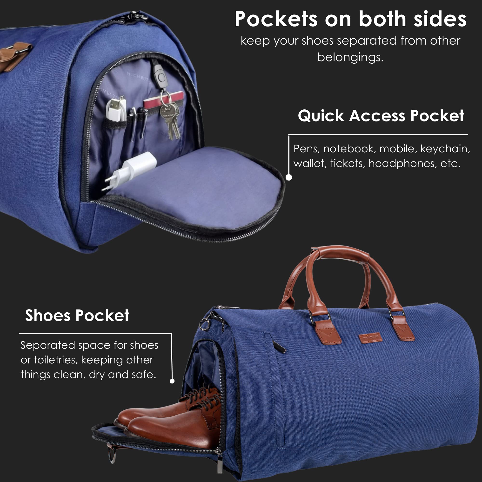 Torba Weekender 4w1 – Praktyczna Torba na Ubrania, Laptop, Buty i Kosmetyki – Elegancki Granatowy Pokrowiec, Idealny na Podróże Służbowe i Biznesowe