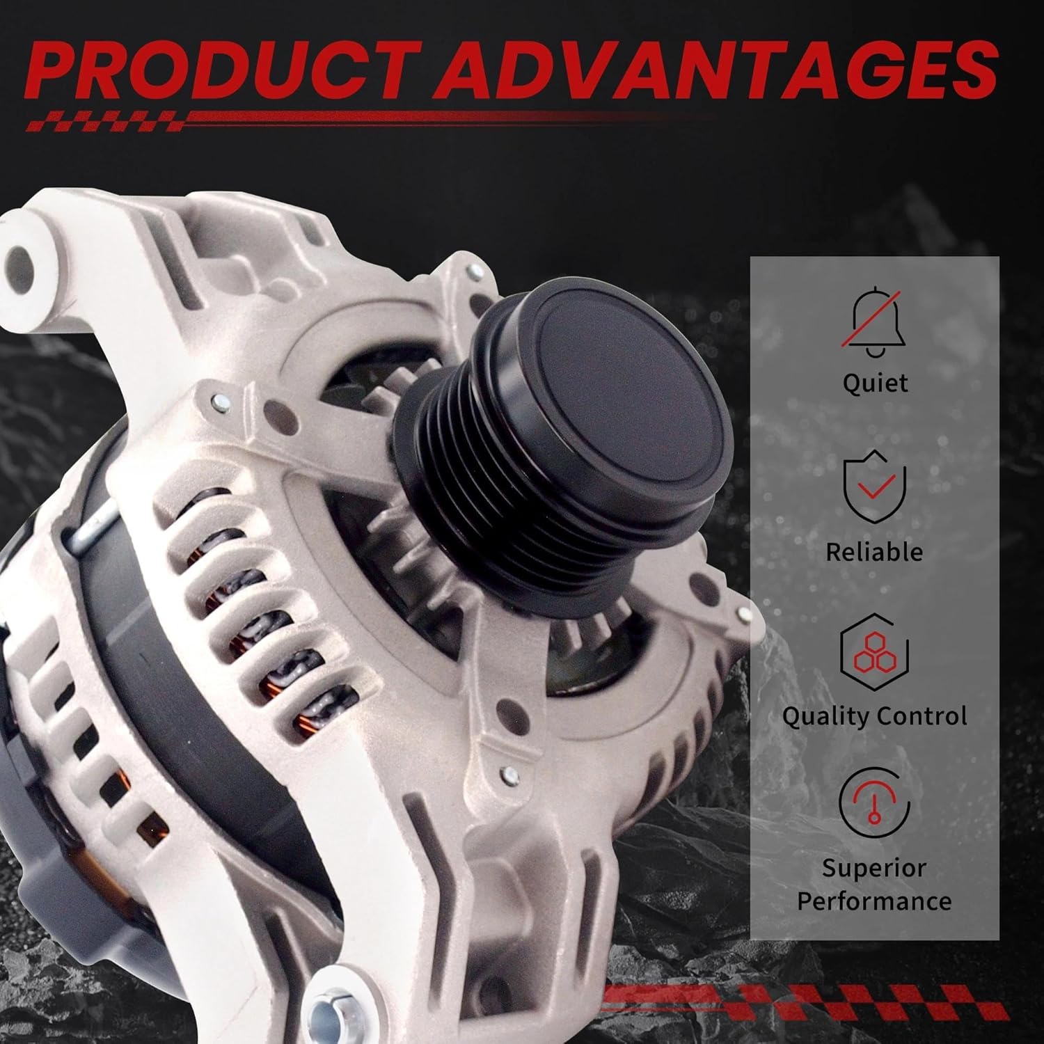 High Output Alternator for-Chrysler 300 2011-2023 For-Dodge Challenger 11-23 Charger 2011-2015 Durango For-Jeep Grand Cherokee WK2 For-Ram 1500 3.6L V6,CW 6-Groove Pulley 421000-0750 12V 160A