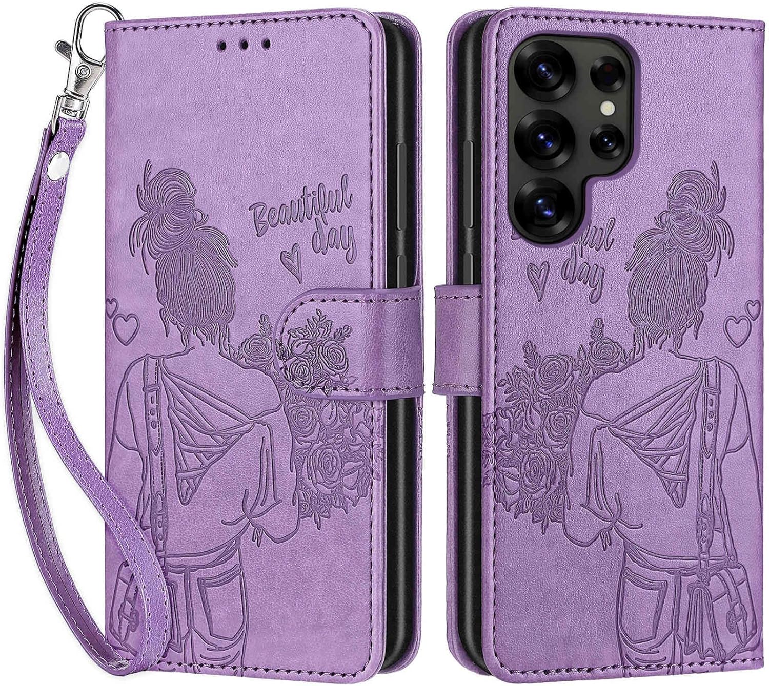 for Samsung Galaxy S25 Ultra Wallet case, Flip Folio Cover with Stand Feature for Women Men, PU Leather Phone Case Fit for Samsung Galaxy S25 Ultra [Purple-Girl] - Image 4