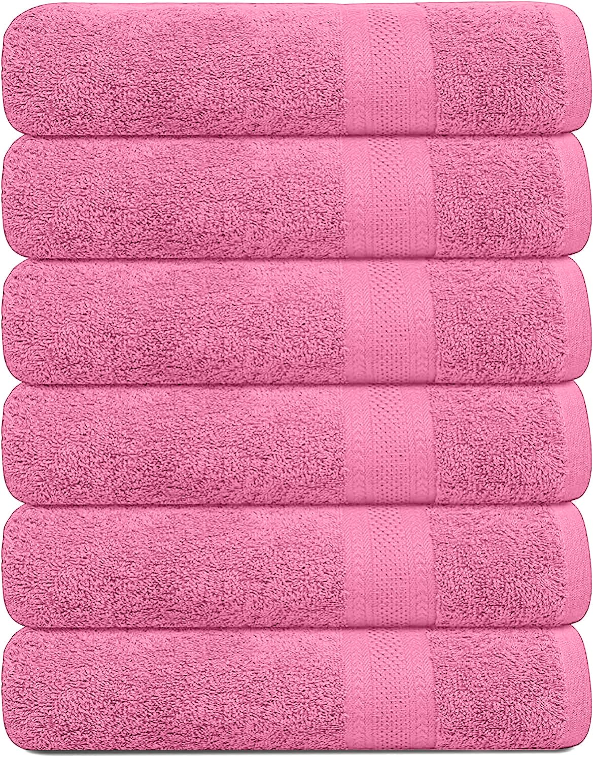 KAHAF COLLECTION 100% Cotton Bath Towels, 24x48 Pack of 6 Towels, Quick Dry, Highly Absorbent, Soft Feel Towel, Gym, Spa, Bathroom, Shower, Pool,