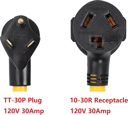 Miniatura 2 de ONETAK NEMA TT-30P a 10-30R 120V 30 Amp 3 clavijas macho enchufe a 3 clavijas hembra receptáculo secador soldador adaptador de cable de alimentación