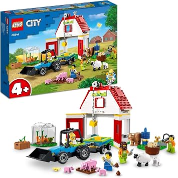 LEGO 60346 City Barn & Farm Animals Toys, Playset with Tractor and Trailer, Sheep, Cow and Pig plus Babies Figures, Learning Toys for Kids, Boys & Girls Age 4 Plus