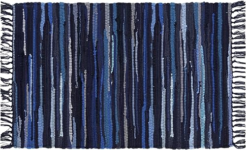 Miniatura 84 de Alfombra de trapo de algodón, 24 x 36 pulgadas, multicolor, tejida a mano, lavable y reversible, para sala de estar, cocina, entrada, con borlas