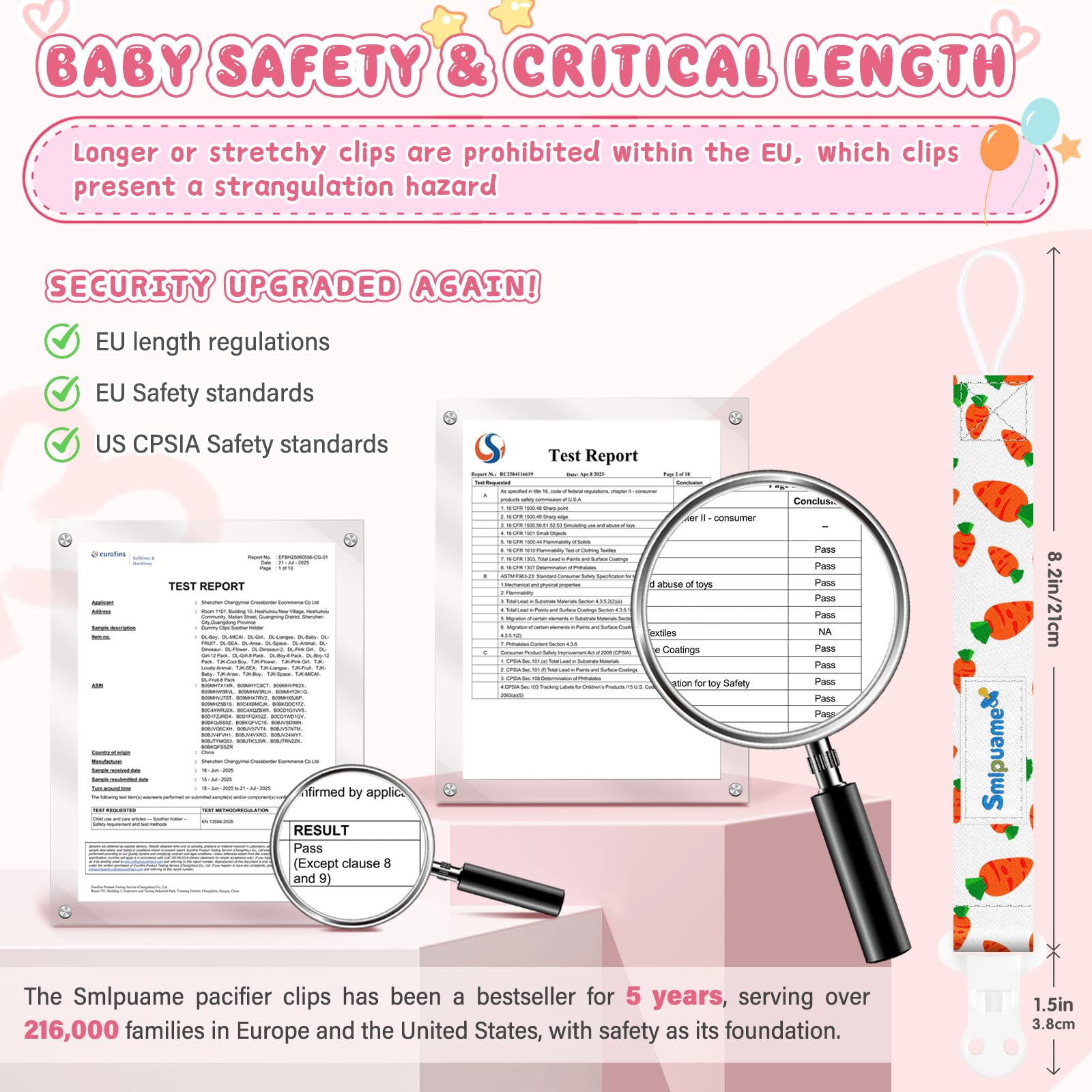 Smlpuame Dummy Clips Girl,6 Pack BPA Free Soother Chain,Pacifier Holder Clips for Teether Toy,Baby Dummy Strap Clip Universal Design Fit All Pacifiers Baby Teething Toys,Newborn Baby Shower(Fruit) — view 3