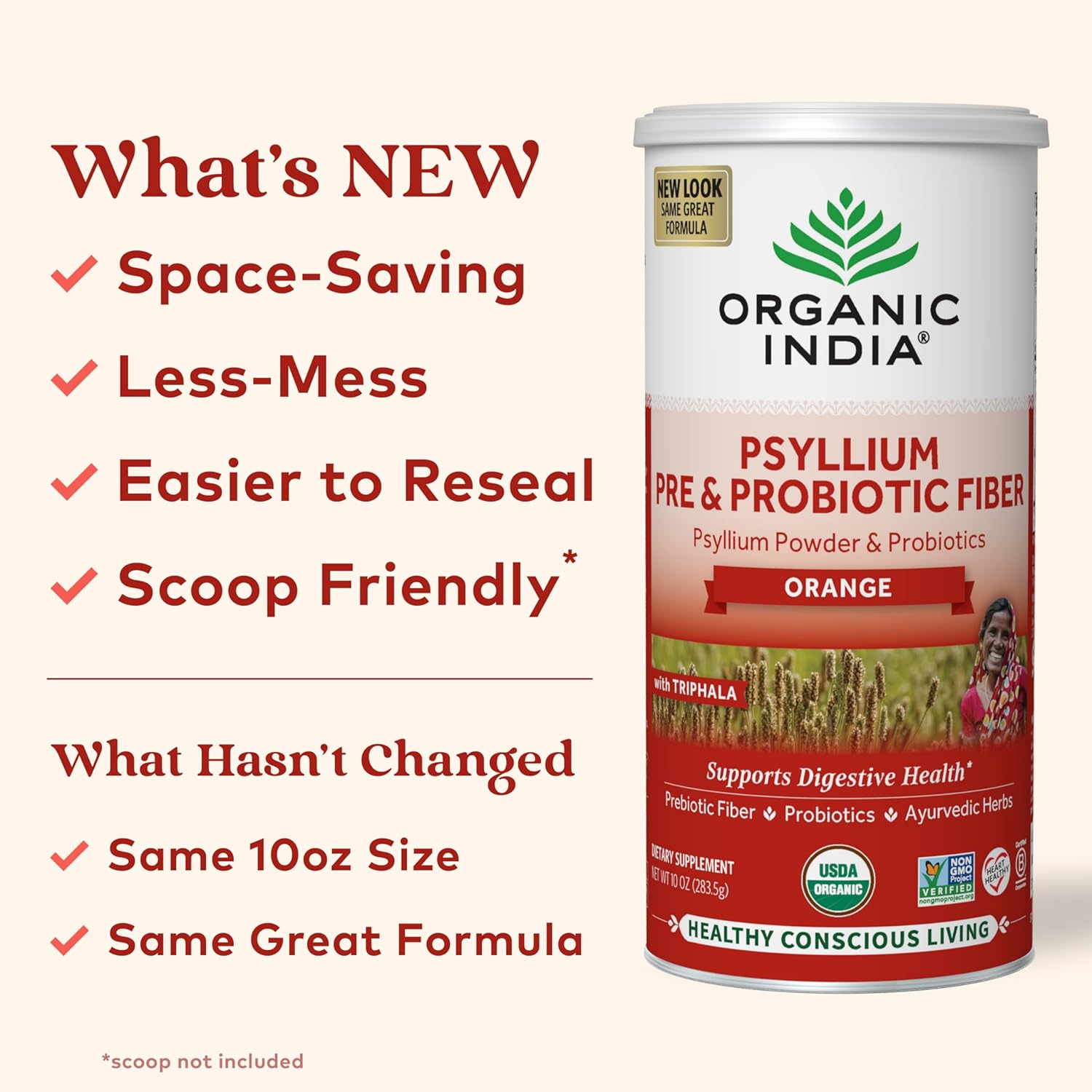 Organic India Psyllium Husk Powder - Pre & Probiotic Fiber Supplement, Organic Psyllium Husk Fiber Supplement, Dietary Fiber, USDA Organic, Vegan, Gluten Free - Orange, 10 Oz - Image 7