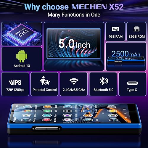 Miniatura 2 de MECHEN Reproductor MP3 WiFi de 160 GB con Bluetooth, Android 13 y transmisión Wi-Fi, pantalla IPS de 5 pulgadas 1080P, audio preinstalado, Tienda