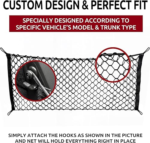 Miniatura 3 de Red de carga elástica para maletero estilo sobre para Toyota Avalon 2011-2018 – Organizador y almacenamiento de maletero premium – Red de equipaje