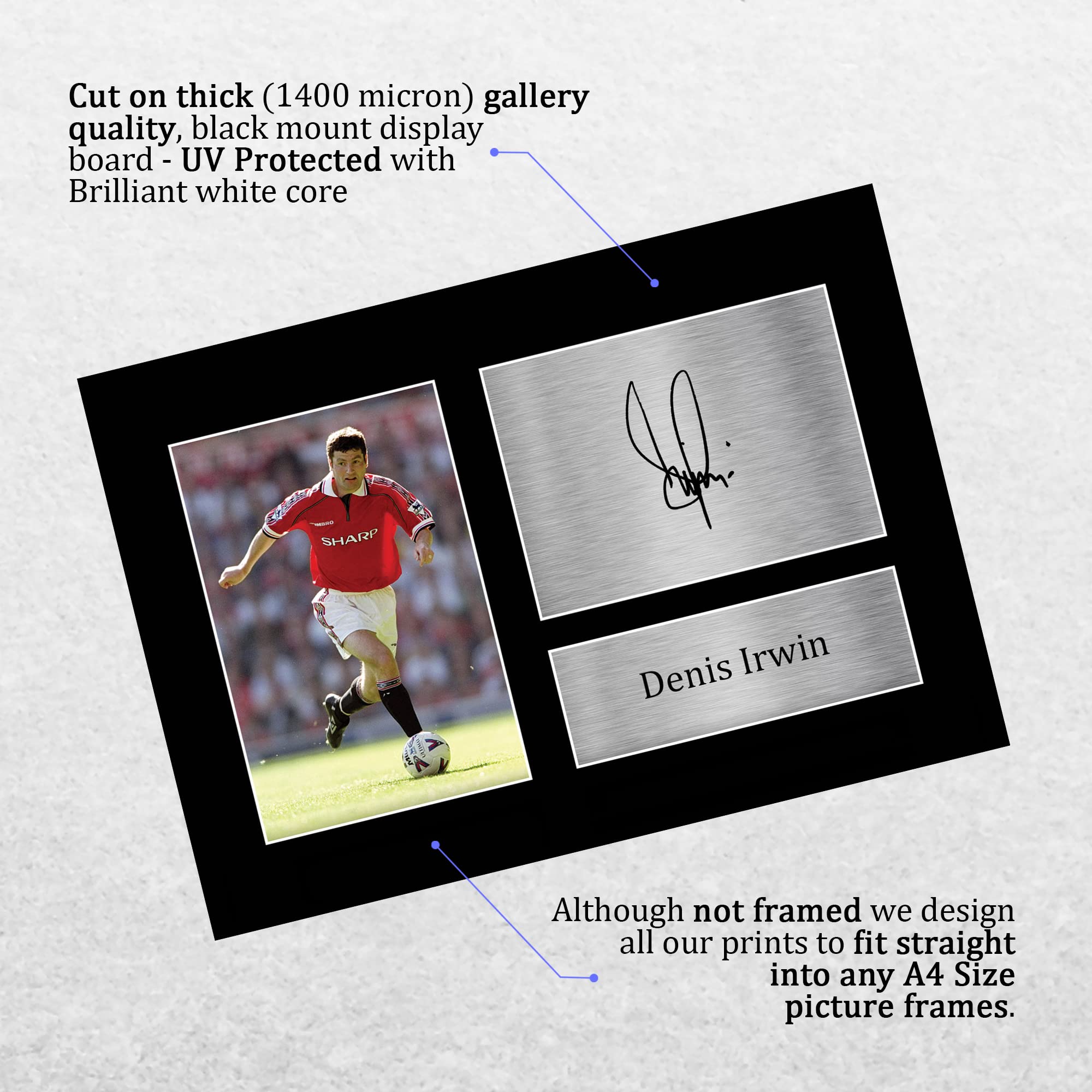 Foto Con Autografo Stampato Denis Irwin | Manchester United | Formato A4 (21x29,7 Cm) | Cornice Nera Opaca | Memorabilia Da Calcio - 2