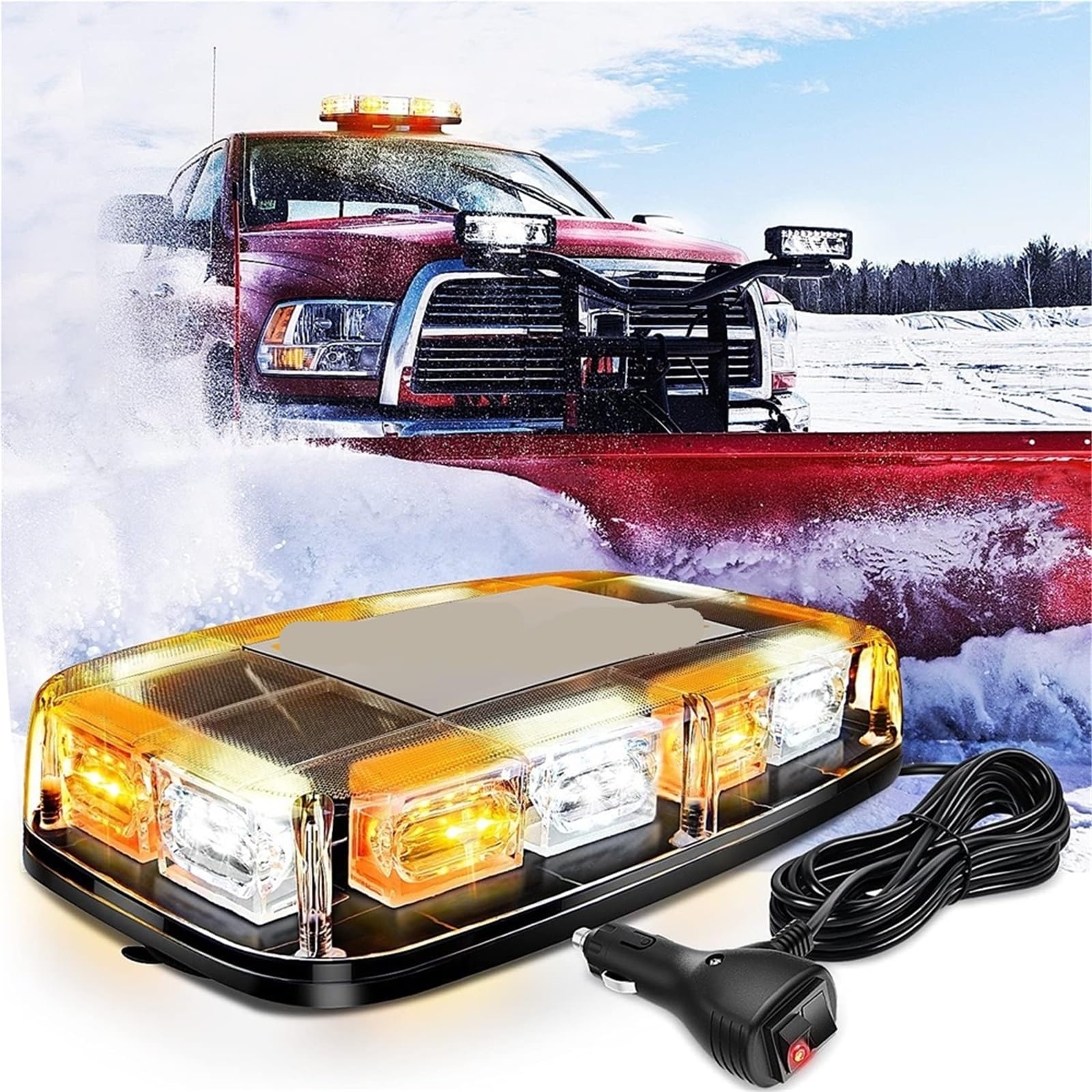 48 luces estroboscópicas LED de emergencia, ámbar y blancas, for techo de coche. Luz de señalización de seguridad baliza. Mini lámpara intermitente de policía for 12/24 V.(Yellow White)