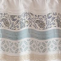 Vista 4 de Madison Park Dawn - Cenefa de ventana azul estampada, cenefas florales de algodón con bolsillo para barra, 50 x 18 pulgadas, verde azulado