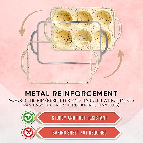 Miniatura 3 de Molde de silicona de confeti para magdalenas jumbo para 6 tazas, antiadherentes para hornear, moldes de silicona grandes resistentes para hornear,