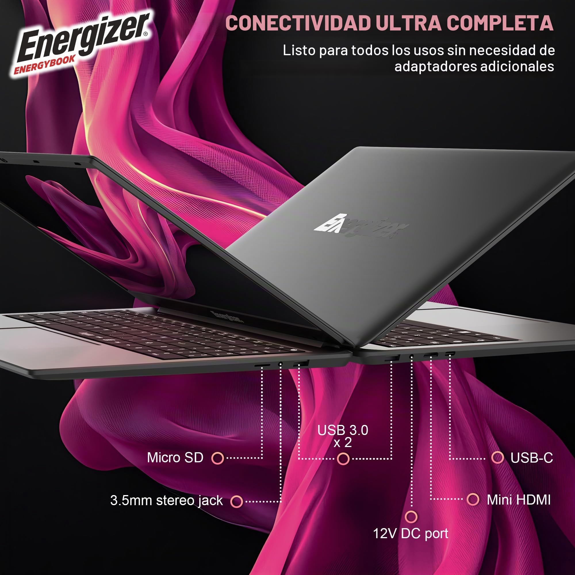 Energizer EnergyBook - Ordenador portátil de 15,6 pulgadas HD+ 8 GB RAM, SSD 256 GB, PC portátil Intel Celeron, UHD Graphics, Windows 11, Laptop Gris, Teclado AZERTY (francés), USB3.0, HDMI