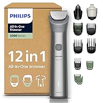 Philips Rifinitore All-in-one Multigroom Serie 5000 12 in 1 – Rifinitore per barba, capelli e corpo, lame autoaffilanti interamente in metallo, 20 impostazioni di lunghezza (0,5-20 mm), MG5952, 30