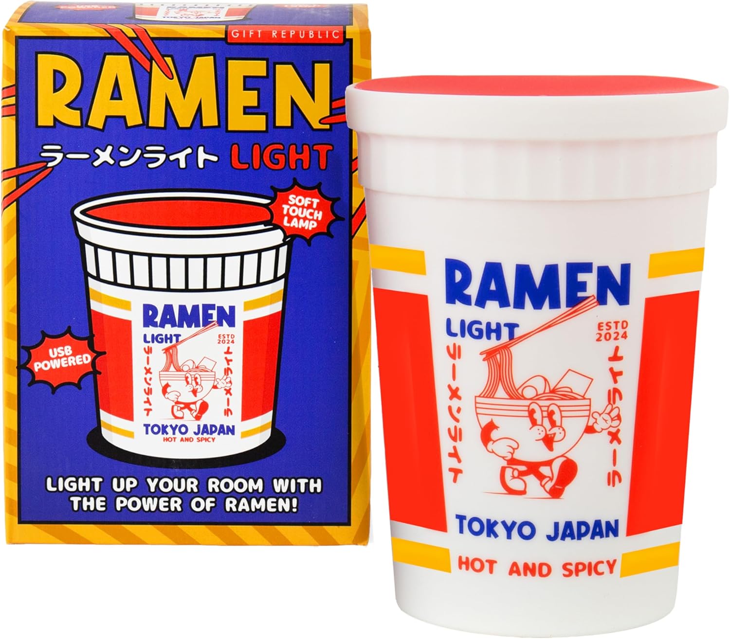 Gift Republic Ramen Pot Silicone Light – USB Rechargeable Squishy Lamp with Timer & 3 Light Settings – Quirky Home Décor for Teens, Students & Food Lovers