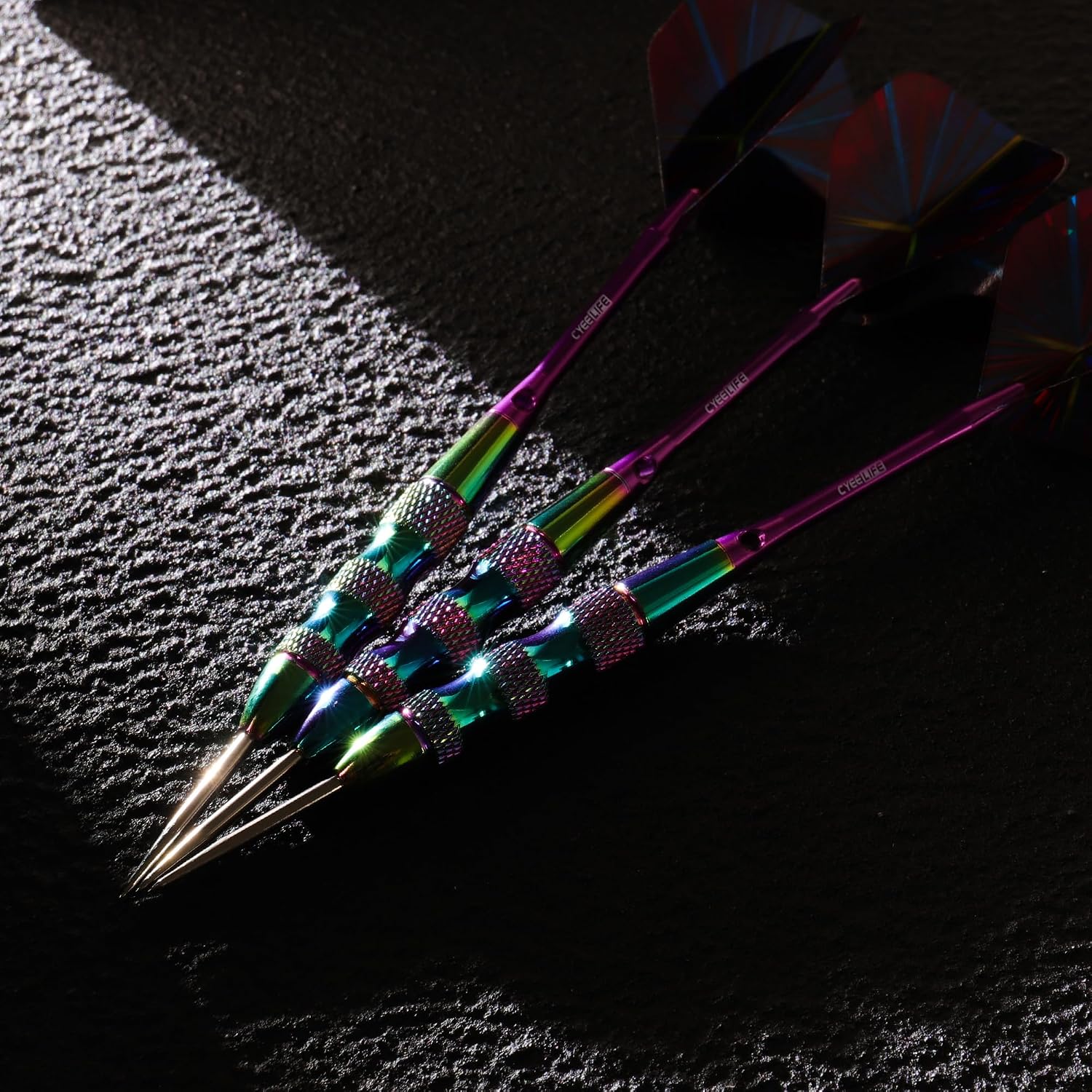 CyeeLife Steel Tip Darts Set,3 Pack Professional Dart with 6 Premium Aluminum Shafts,3 Style PET Flights,Dart Sharpener, Rubber Rings, Flight Protector and Dart Case,Colorful