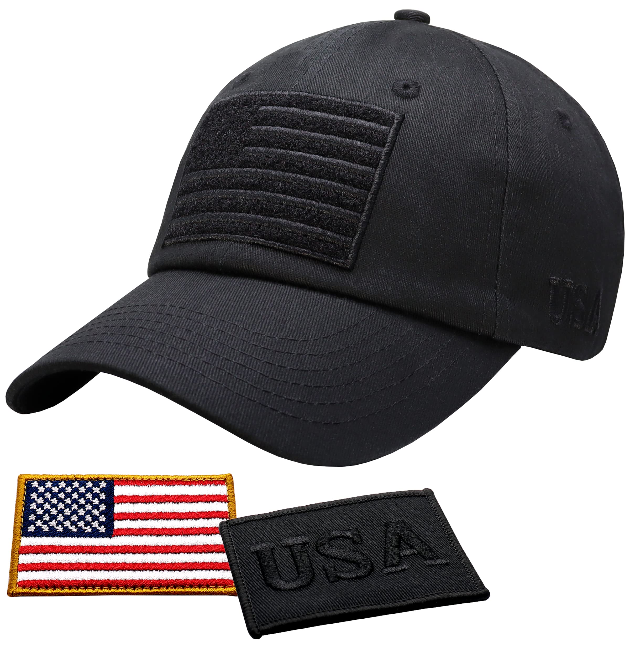 Antourage American Flag Unisex Baseball Hat for Men and Women | USA Flag Mesh Snapback Flat Visor Cap + 2 Patriotic Patches