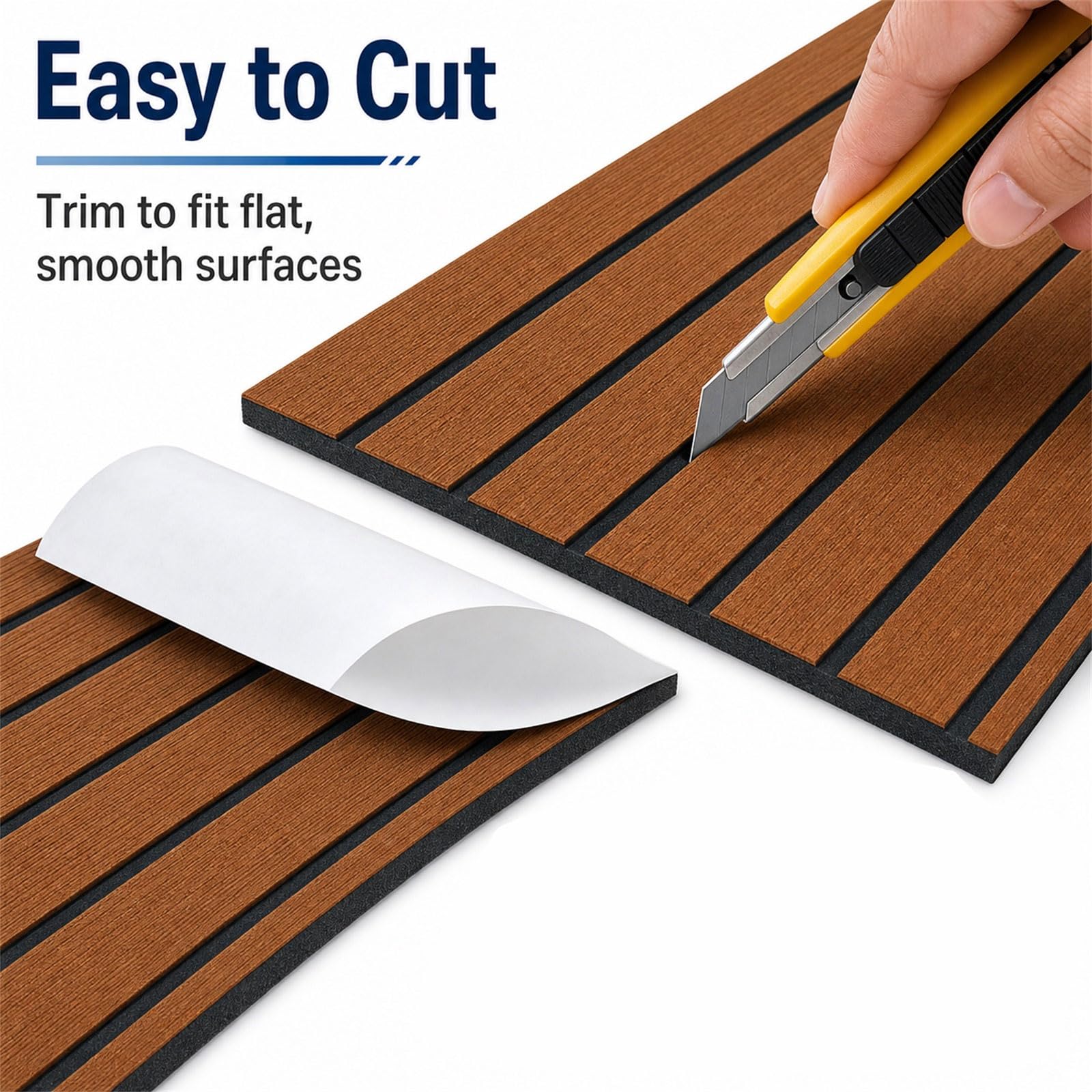Finto Teak per Barca,Pavimentazione per Barca,Rivestimento per Pavimento per Barca,Facile da Tagliare E Regolare,per Utilizzati Pavimenti di Yachts,Ponti di Barche