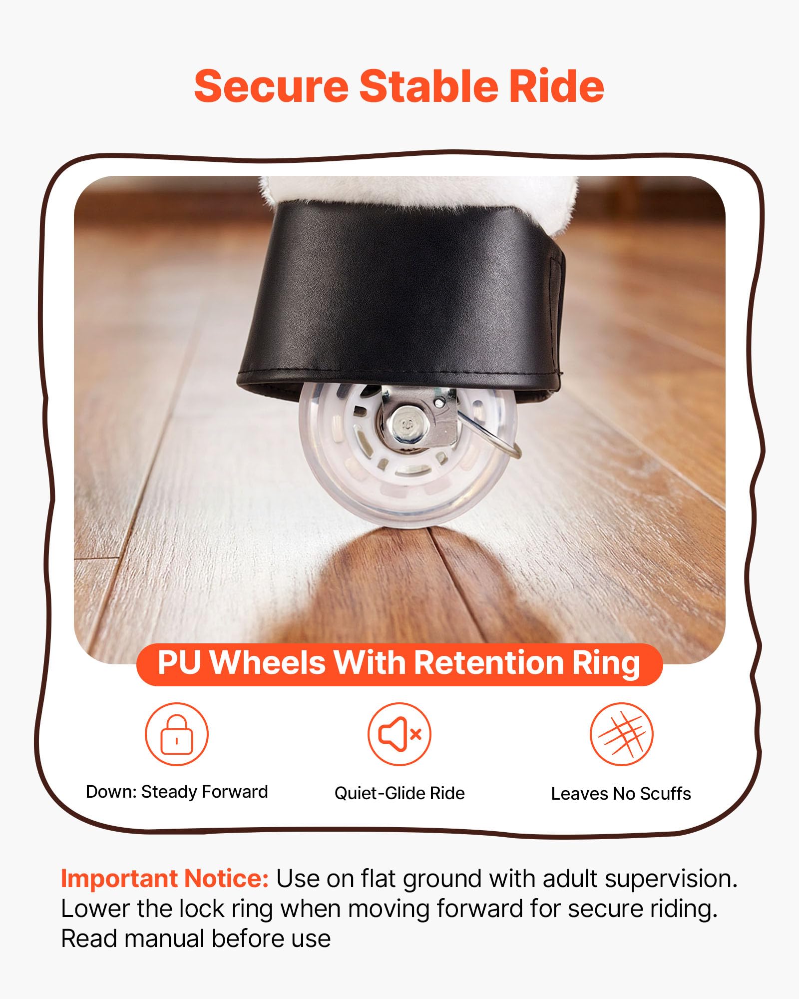 VEVOR Caballo de Juguete para Niños, Pony de Montar con Ruedas, Pedales, Caballito Infantil con Asiento Elevado, Estructura de Metal, Uso Interior y Exterior, Carga hasta 50 kg, Niños Niñas 3 a 8 Años