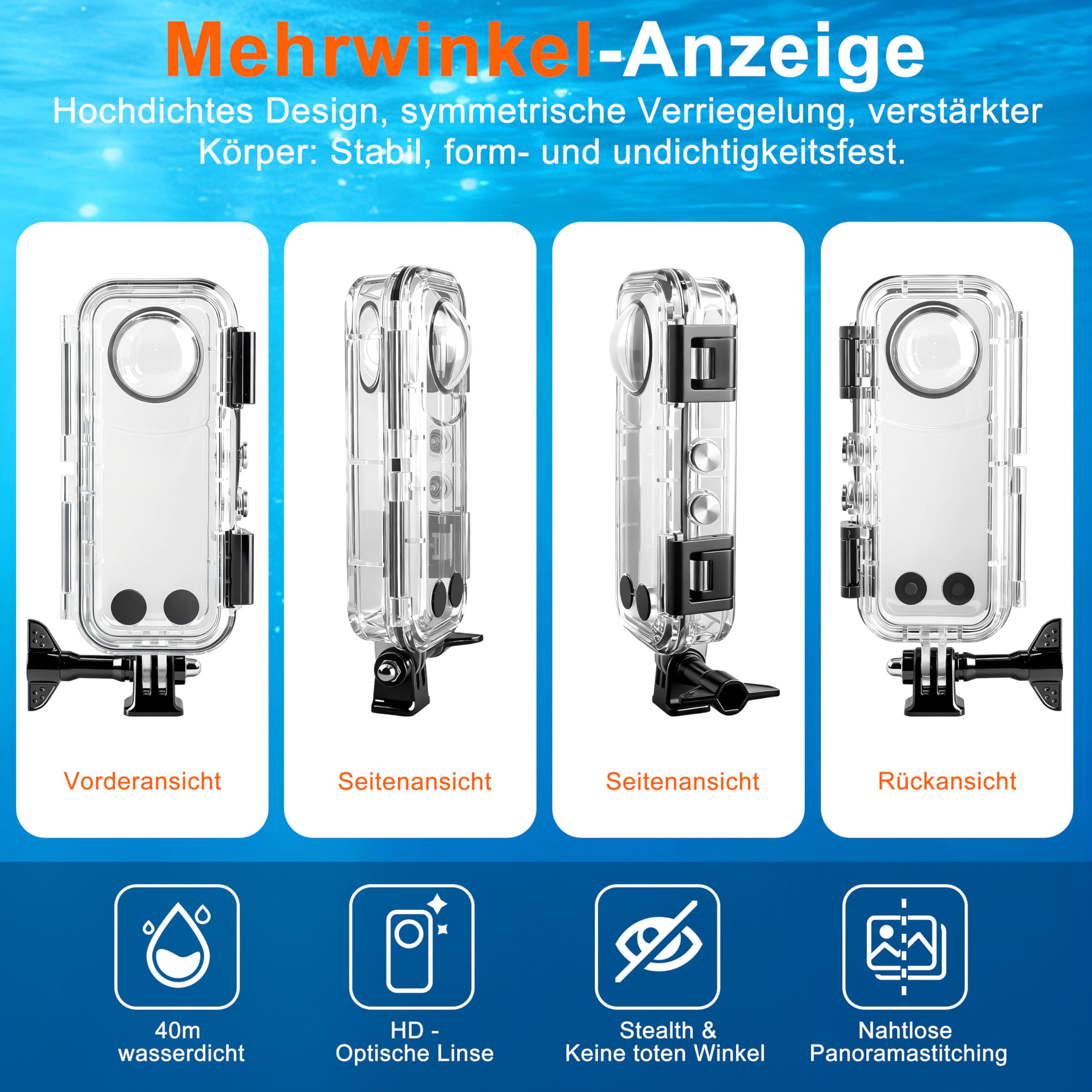 FitStill Wodoszczelna obudowa do Insta 360 X5 wodoszczelna 40 m HD Optical Glass Lens X5 obudowa do nurkowania fotografii podwodnej, kompleksowa ochrona, akcesoria X5