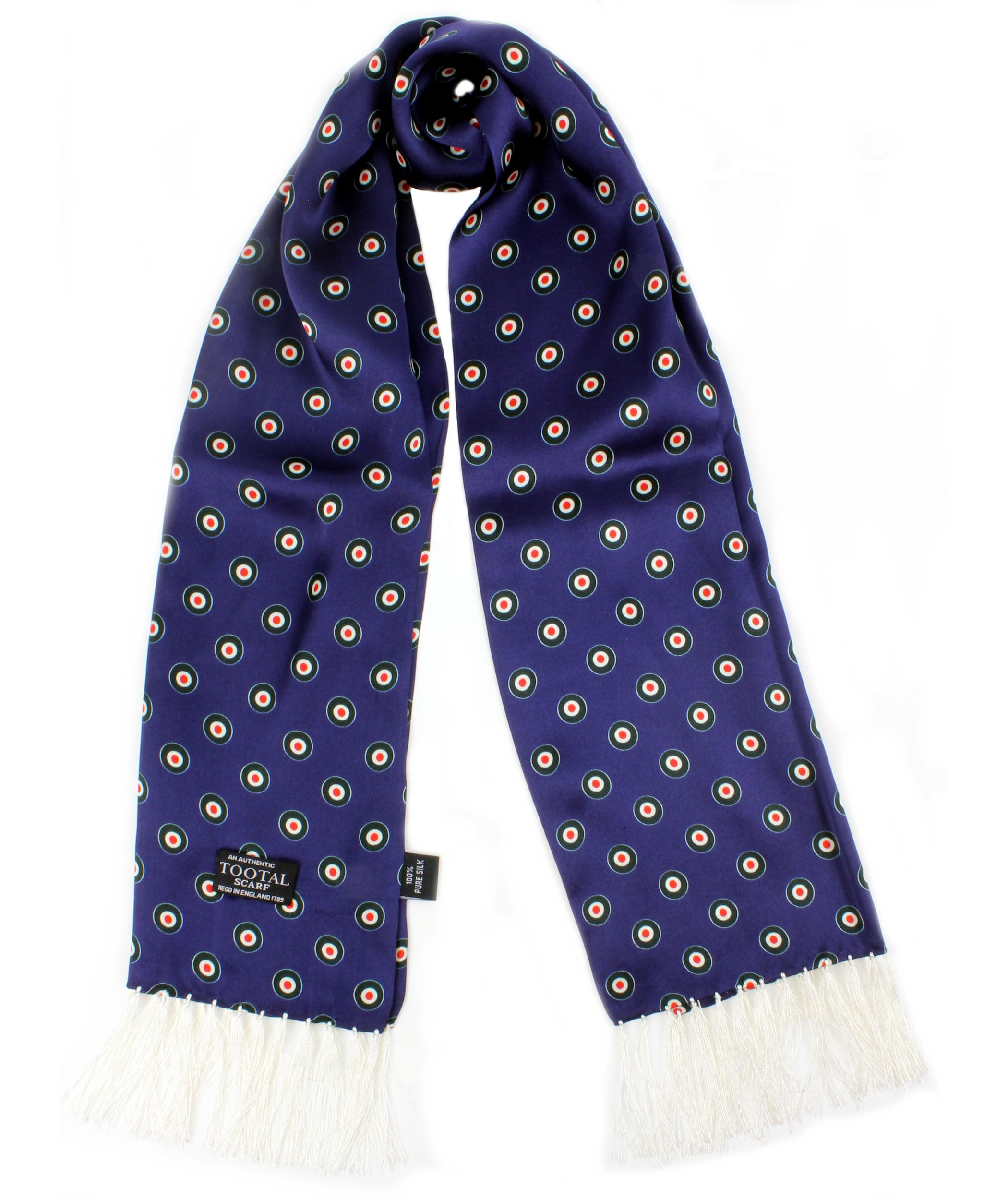 Tootal Mens Retro 60s 100% Silk Target Pattern Mod Scarf
