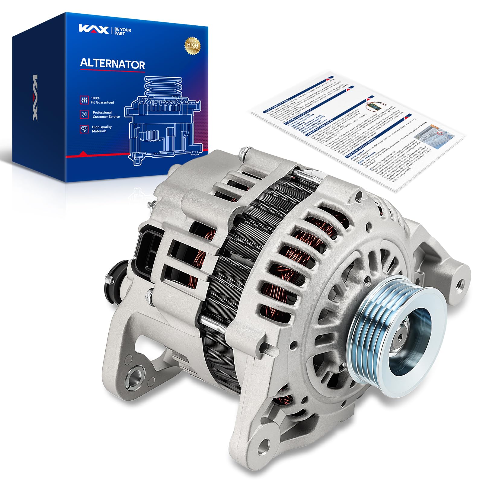 KAX 11027N Alternator Compatible with Nissan Xterra 2003-2004 Nissan Frontier 2003-2004 100Amp OE:AL2414X,231001Z600,90251180,88861820,LR1100736B,11027,231001Z600R,LR1100736BR,LR1100736C,MPA11027