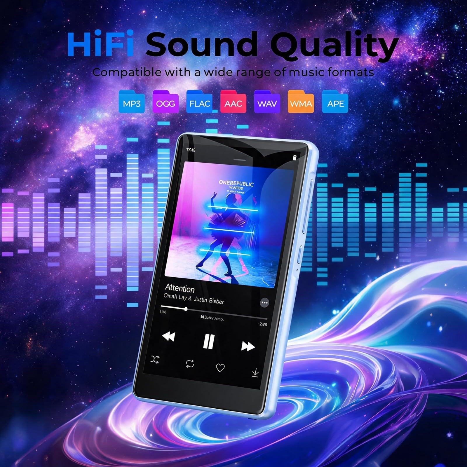 Android Lecteur MP3 avec Spotify avec Bluetooth et WiFi, 96Go Lecteur de Musique avec écran Tactile 4,5", Pandora, Amazon Music, Android 13 MP4 et MP3 Lecteur pour Enfants avec Libby, Spotify Kids