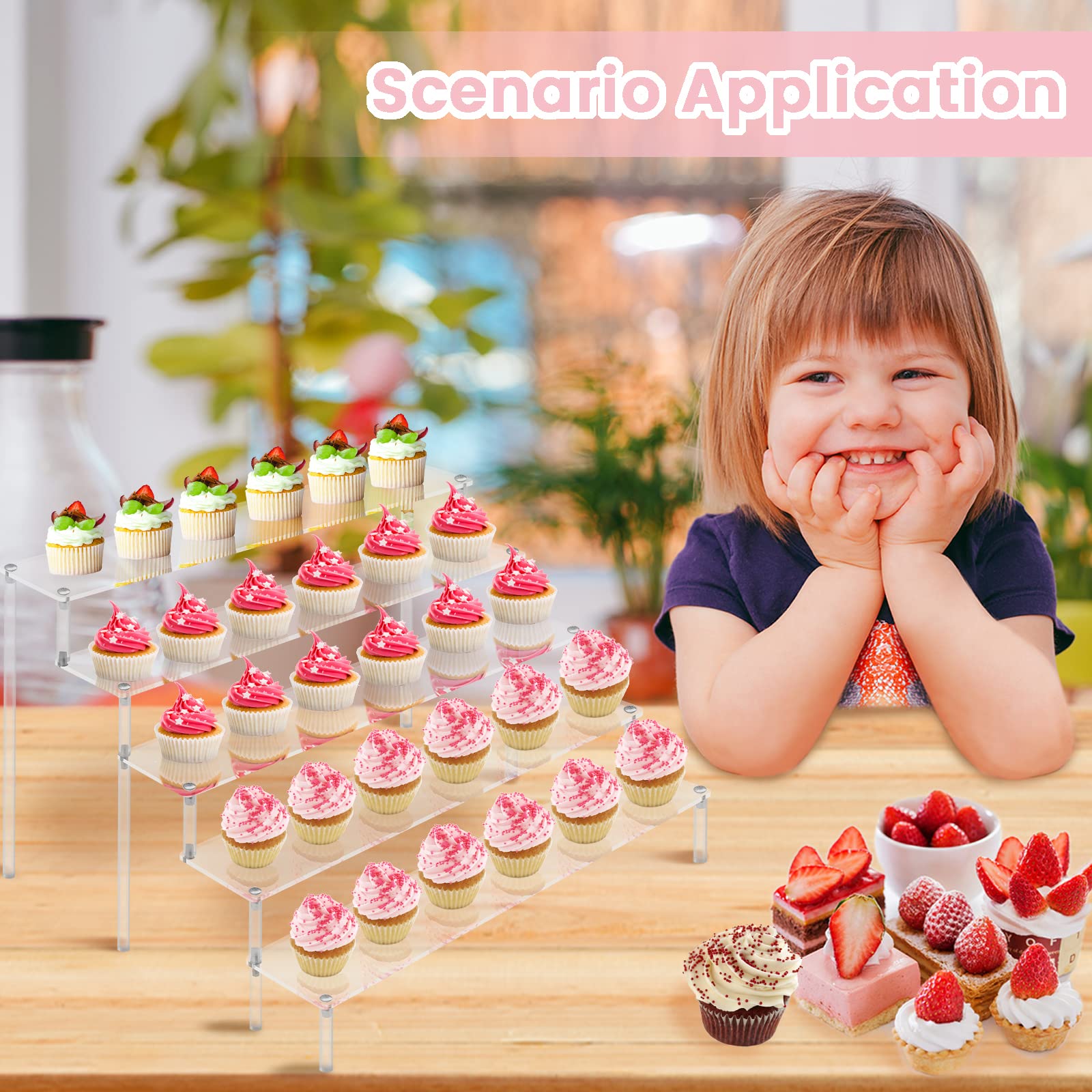 2 Stück 5 Etagen Acryl Display Erhöhungen Ständer Regal, Acryl Dessertständer für Display für Sammlerstücke, Cupcakes, Parfums, Juwelen, Tisch-Parfüm, Cupcake-Ständer zum Dekorieren und