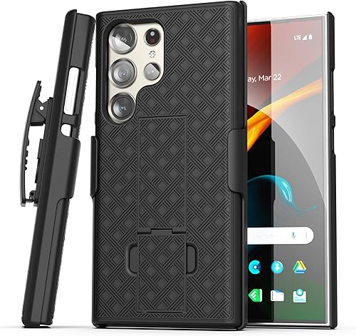 Galvanox Funda para cinturón diseñada para Samsung Galaxy S24 Ultra - Funda delgada con combo de clip de funda (negro)