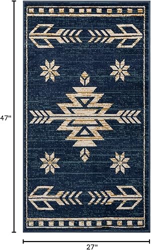 Miniatura 2 de Well Woven - Alfombra con medallón tribal del suroeste en azul cantón, carmesí