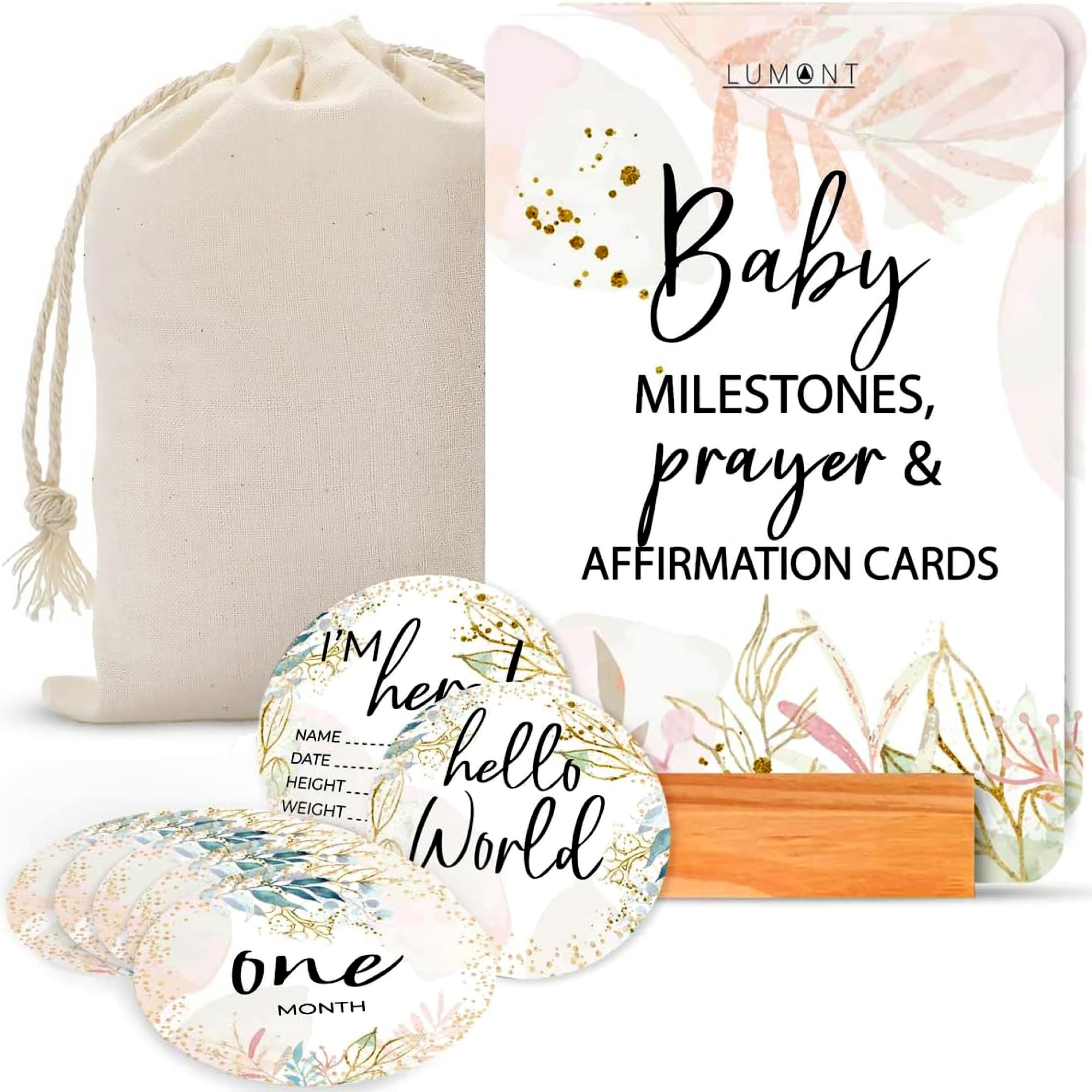 Lumont Pregnancy Must Haves – Baby Milestone & Prayer Cards, Trimester Essentials for Postpartum Recovery & Newborn Affirmations, Birth Announcement