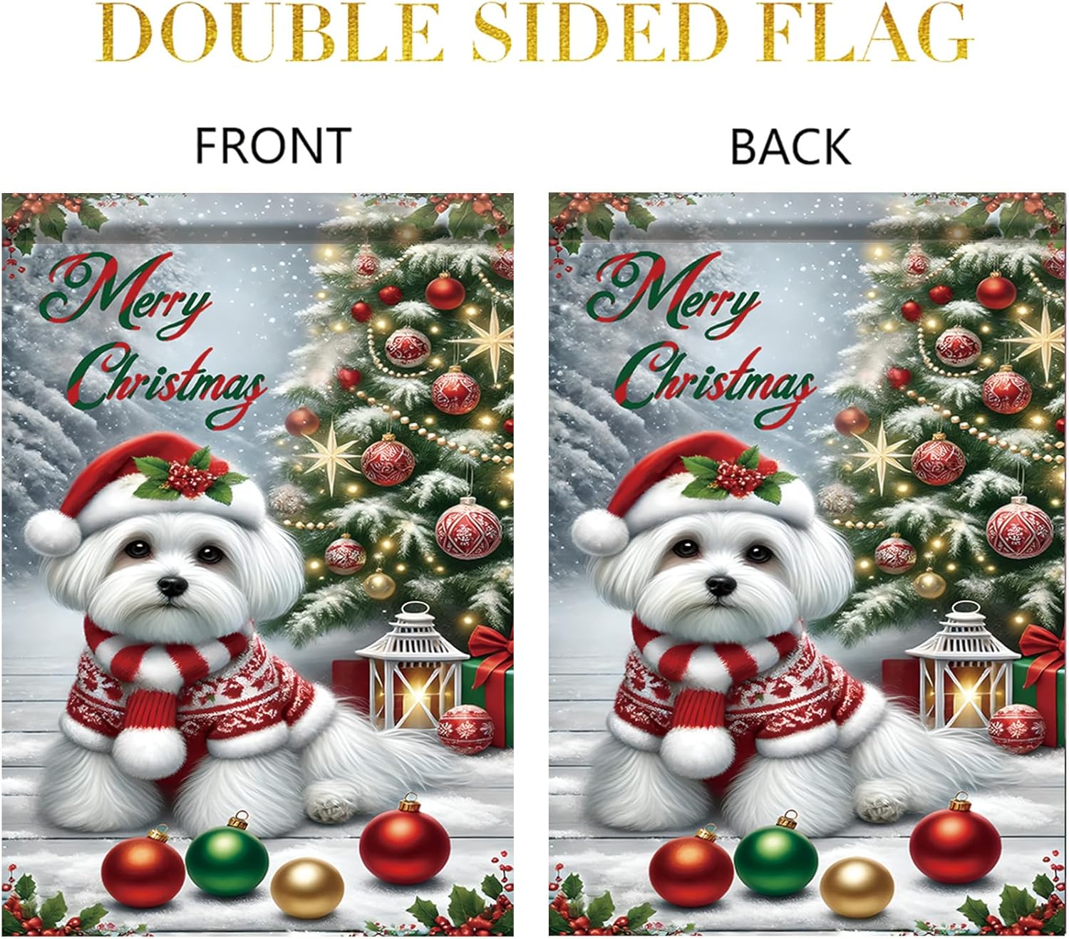 Merry Christmas Garden Flag Maltese Terrier Dog Flag Xmas Winter Outdoor Yard House Decoration Yard Banner 12x18 Inch Double Sided Vertical Holiday House Lawn Decor for Farmhouse Outside - Image 7