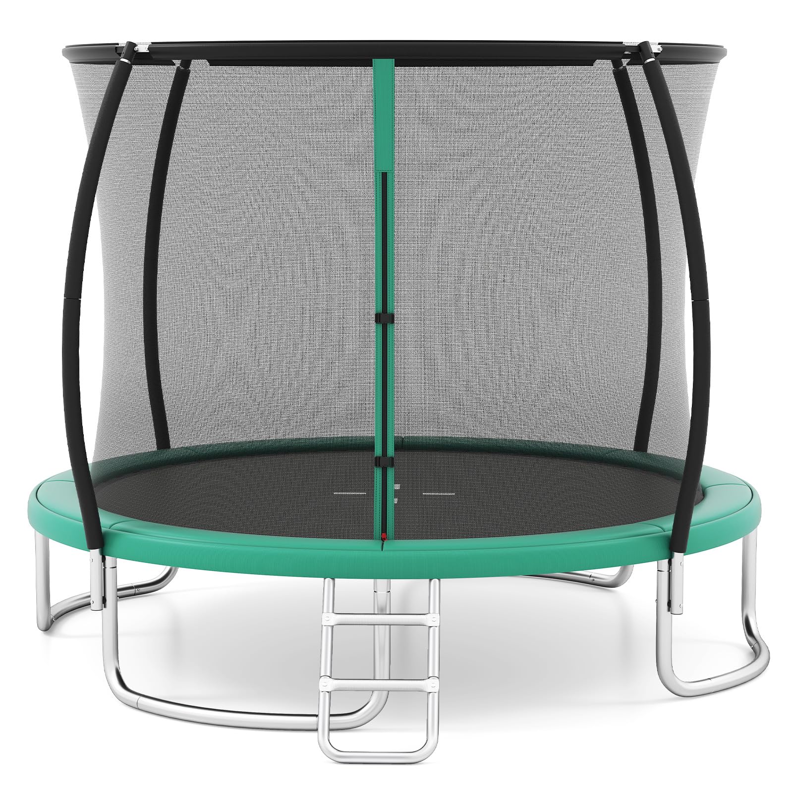 COSTWAY Ø244 cm/305 cm/366 cm Trampolin Outdoor mit Leiter, Gartentrampolin rund mit Sicherheitsnetz, Randabdeckung & Metallrahmen, Kindertrampolin Komplett Set für Kinder & Erwachsene