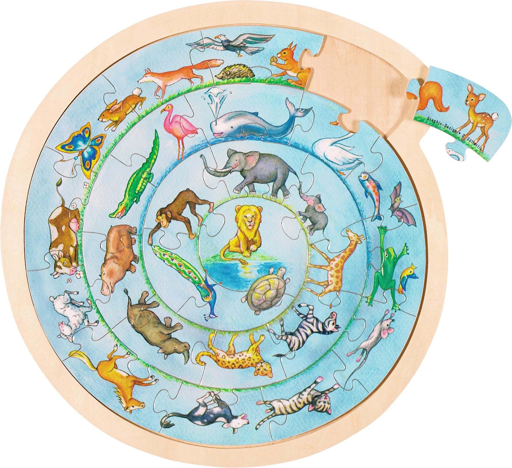 GokiWooden Animals Circle Puzzle