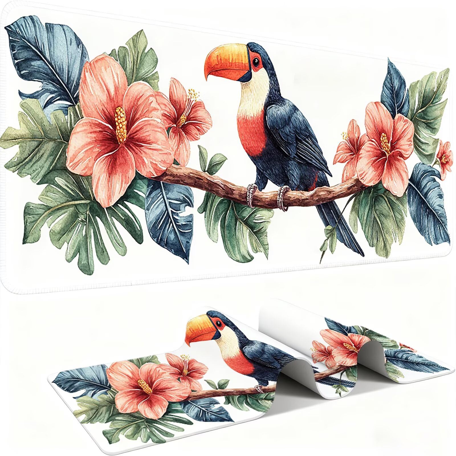 Tappetino Mouse XXL 1200x600x3mm Mouse Pad Gaming, Uccello Bocca Gigante Animale, Mousepad Base Antiscivolo, Esteso Accessori Scrivania Tracciamento Ad Alta Precisione tappetino Ufficio, C0P-821