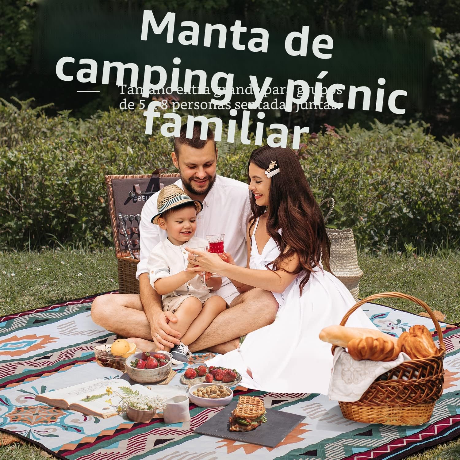 LARUTAN Manta de Picnic Impermeable 200 x 200 para Exteriores, Impermeable, Sin Arena, Manta Playa Grande, Portátil, Lavable, para Playa, Barbacoa, Pícnic, Senderismo, Viajes, Camping (Verde)