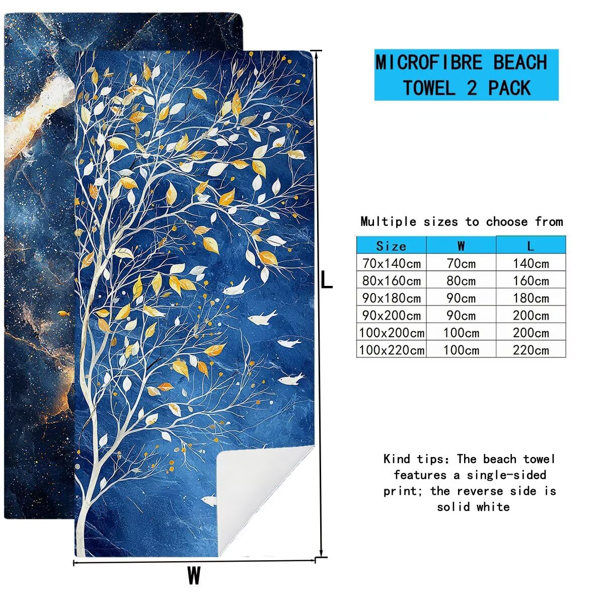 Ręcznik plażowy XXL, 90 x 200 cm, zestaw 2 szt., ręcznik do sauny, ręcznik z mikrofibry, szybkoschnący, sportowy ręcznik do studia fitness, lekki ręcznik kąpielowy, duży ręcznik kąpielowy, bez piasku