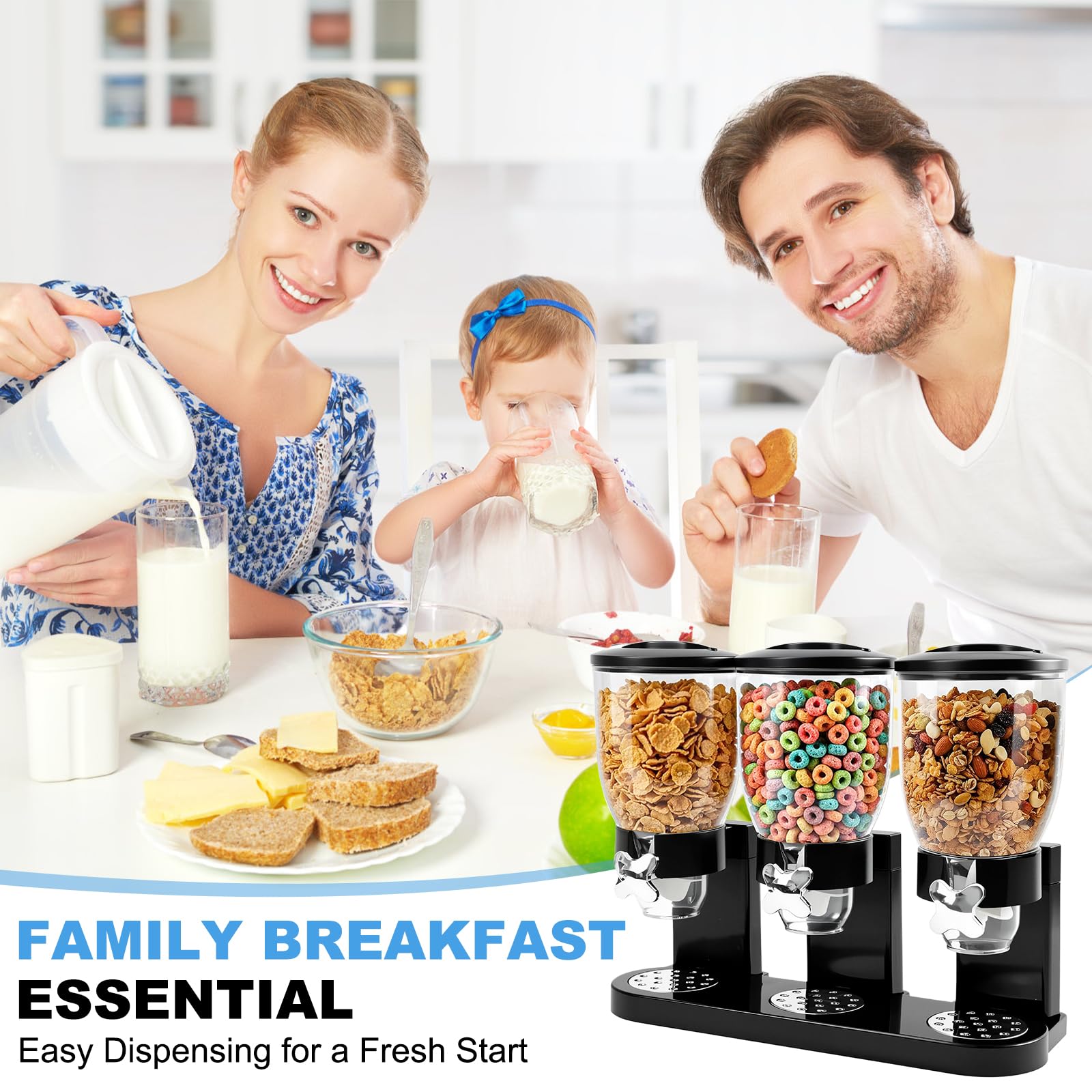 FARYODI Cereal Dispenser Countertop 2L, Dispenser per alimenti in plastica, Cereal Dispenser & Dispenser per cornflakes, Ideale per dolci, Contenitori salvafreschezza (3)