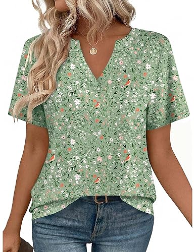 Zeagoo Womens Tops Short Sleeve V Neck Tee Shirts Cute