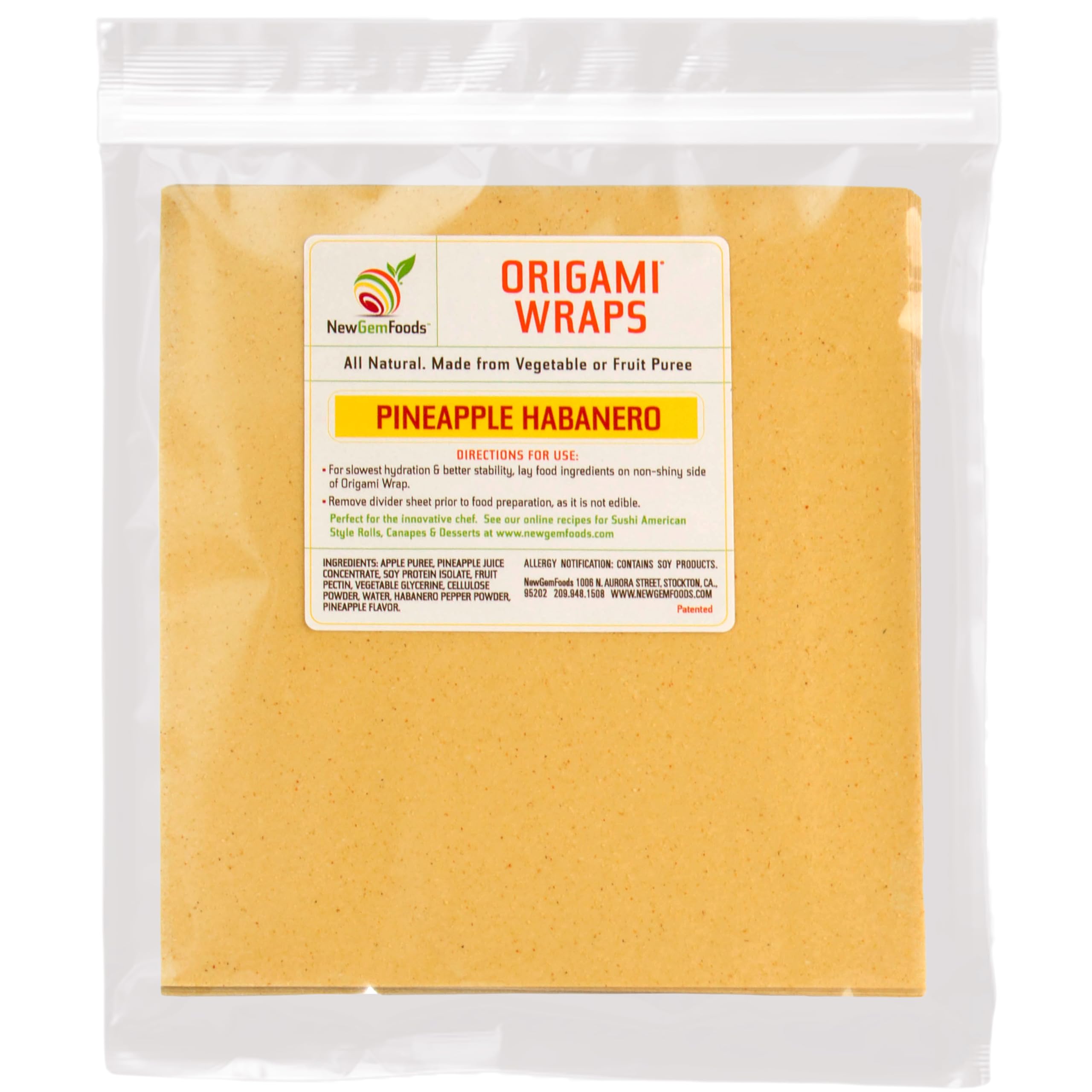 Pineapple Habanero Sushi Wraps (20 Count) – Vegan, Gluten-Free, Plant-Based Low-Carb Wraps – Non-GMO, Paleo Nori Alternative with Sweet & Spicy Flavor