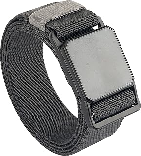 Tactical Elastic Belts for Men Quick Release Magnetic Buckle Stretch Webbing Heavy Duty Work Golf Belt 1.5inch Wide